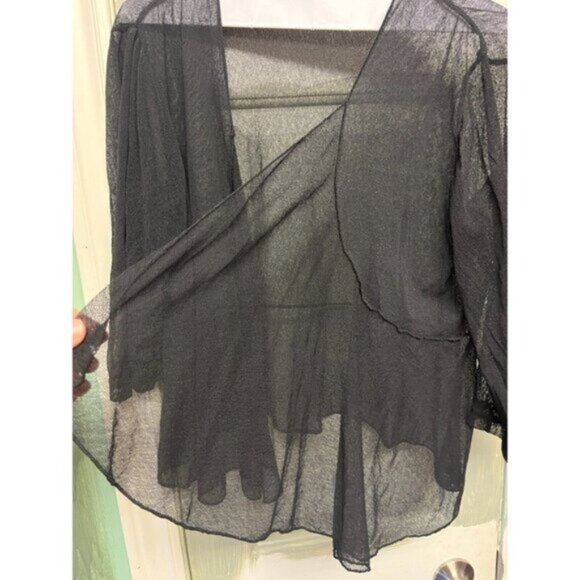 Vintage 90s Y2K Ardoise Black Mesh Cardigan Top Grunge Punk Women's Size M/L - Picture 5 of 5